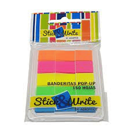 BANDERITAS ADHESIVAS 5 COLORES X 150 HOJAS STICK W