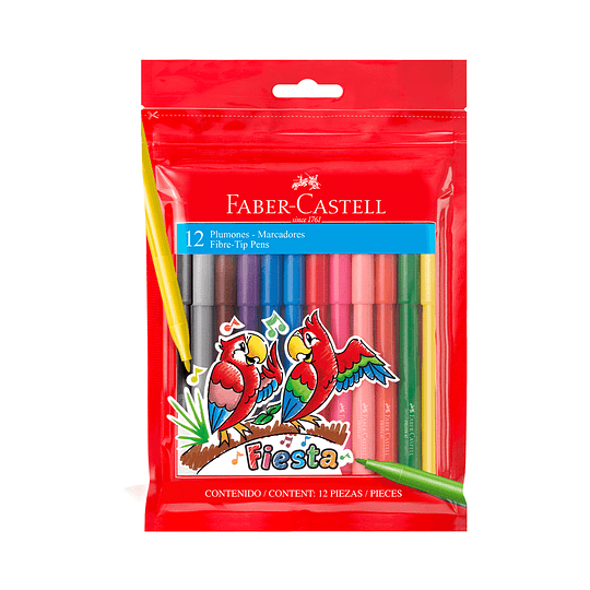 PLUMON 12 COLORES FIESTA FABER CASTELL