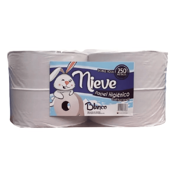 Papel higiénico institucional Nieve-nieves x 4 rollos x 250 mts c/u blanco