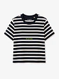 T-shirt Riscas Azul e Off White Regular - Thumbnail 1