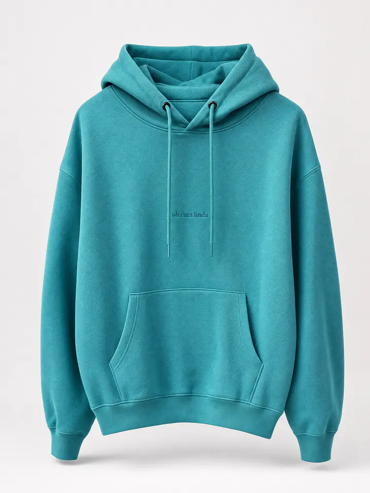 Sweatshirt com capuz Bordada Turquesa 1