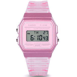 Reloj Casio Vintage Mujer Resina Rosado F-91WS-4D