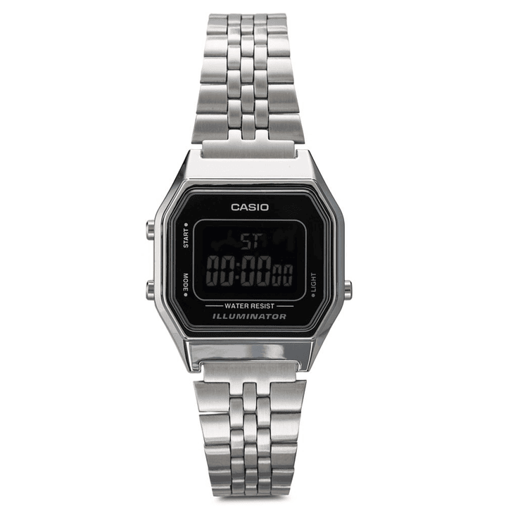 Reloj Casio Vintage Mujer Acero Plateado Negro LA-680WA-1B 2