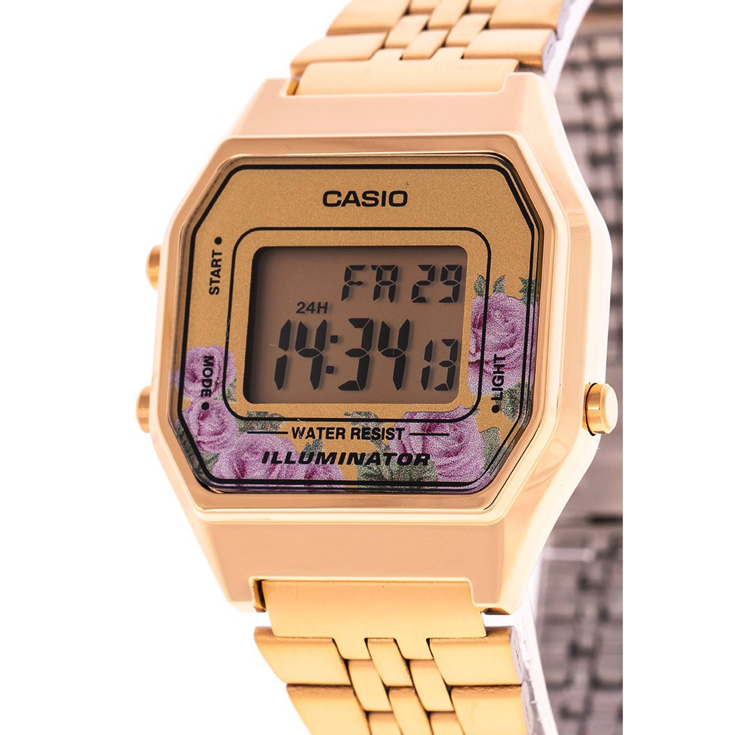 Reloj Casio Vintage Mujer Acero Dorado Rosas LA-680WGA-4C 3