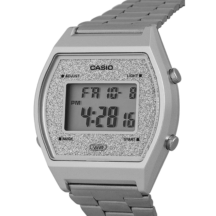 Reloj Casio Vintage Metálico Plateado Glitter B-640WDG-7DF 3