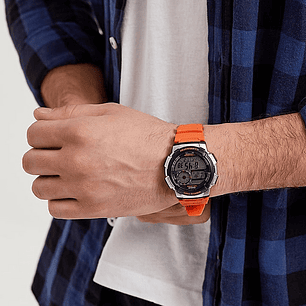 Reloj Casio World Time Vintage Hombre Naranja AE-1000W-4B
