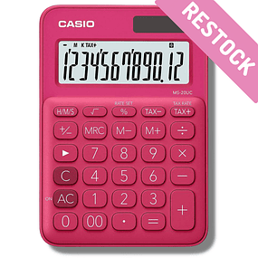 CASIO Calculatrice de bureau 12 chiffres Rouge/Rose (Fuchsia)  MS-20UC-RD-S-EC