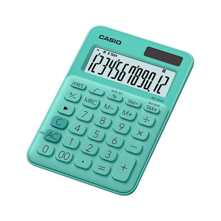 Casio Calculadora Verde Agua Grande MS-20UC-GN  2