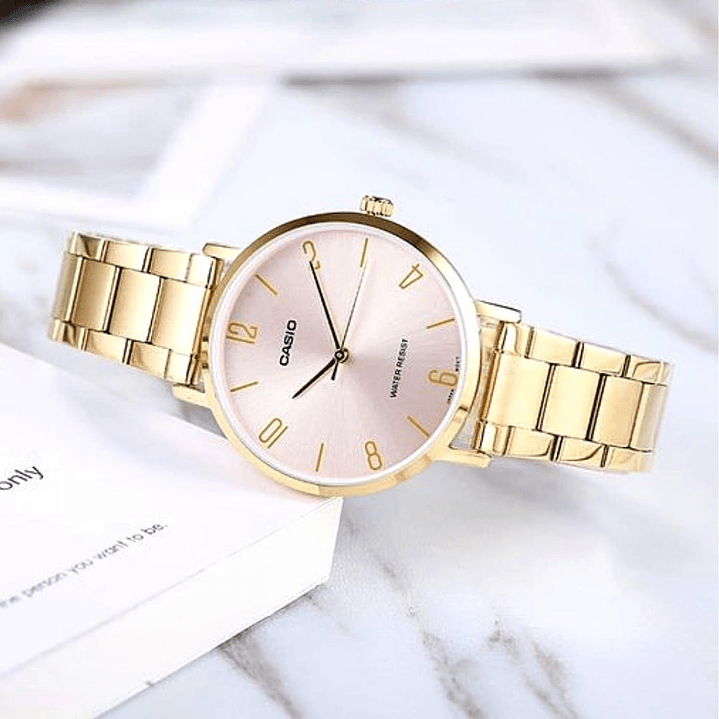 Reloj Casio Vintage Mujer Dorado Rosado LTP-VT01G-4B  3