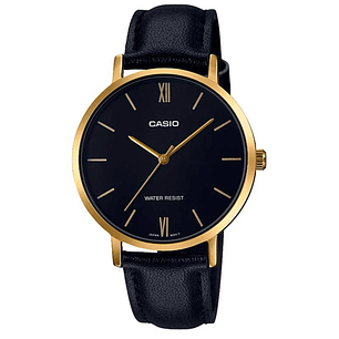Reloj Casio Análogo Vintage Mujer Cuero Negro LTP-VT01GL-1B