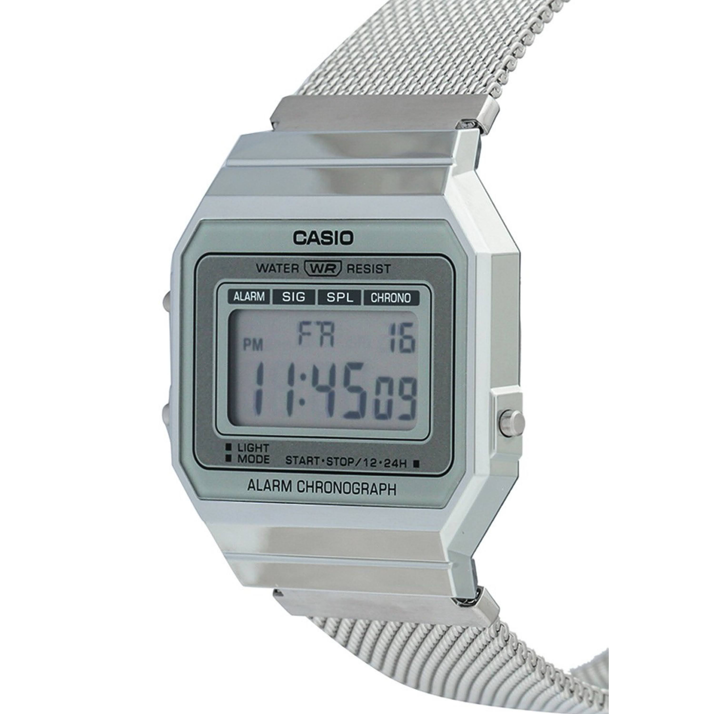 Reloj Casio Vintage Correa Milanese Plateado A700WM-7A  2