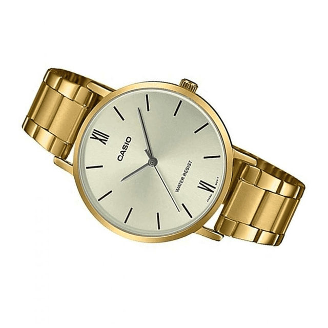 Reloj Casio Dama Original LTP-VT01G-9B reloj pulsera en acero inoxidable  dorado, fondo dorado. 