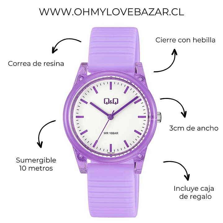 Reloj Q&Q Resina Lila Sumergible VS62J007Y 2