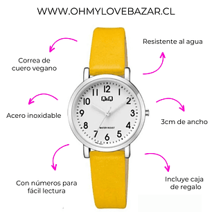 Reloj Q&Q Vintage Mujer Plateado Amarillo Q58A-002PY