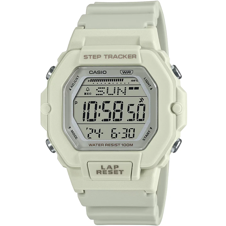 Reloj Casio Mujer Sport, Cuenta Pasos y Sumergible Blanco LWS-2200H-8A 1