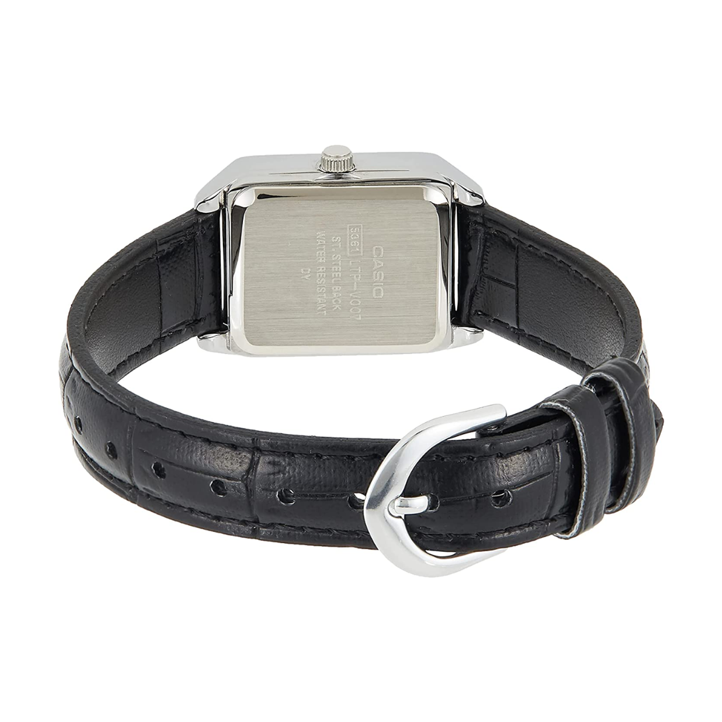 Casio Mini Análogo Plateado Correa Cuero Negro LTP-V007L-7B1 5