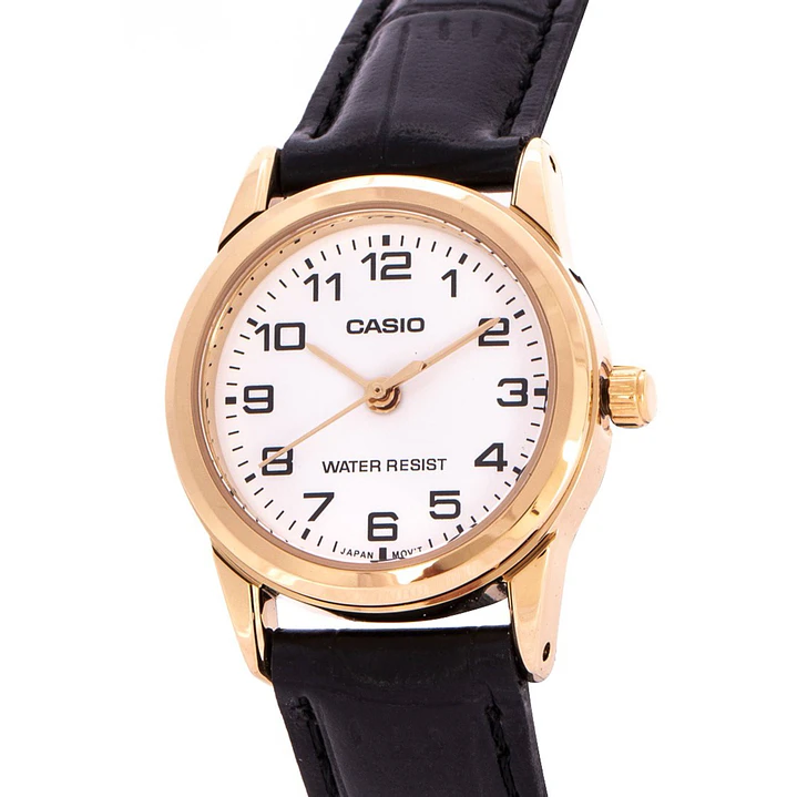Casio Mini Mujer Dorado Cuero Negro LTP-V001GL-7B  5