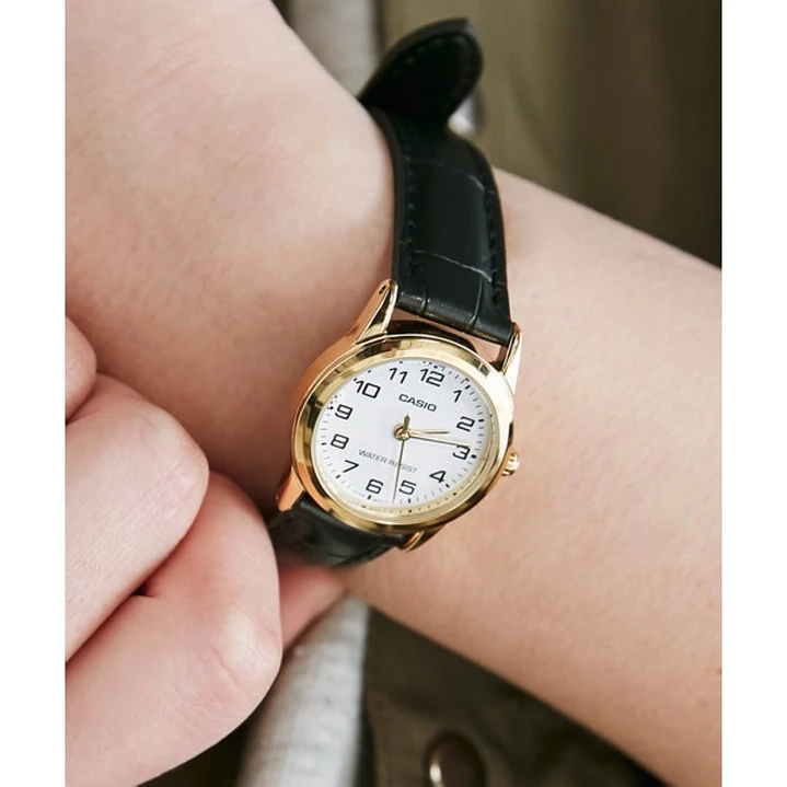 Casio Mini Mujer Dorado Cuero Negro LTP-V001GL-7B  8