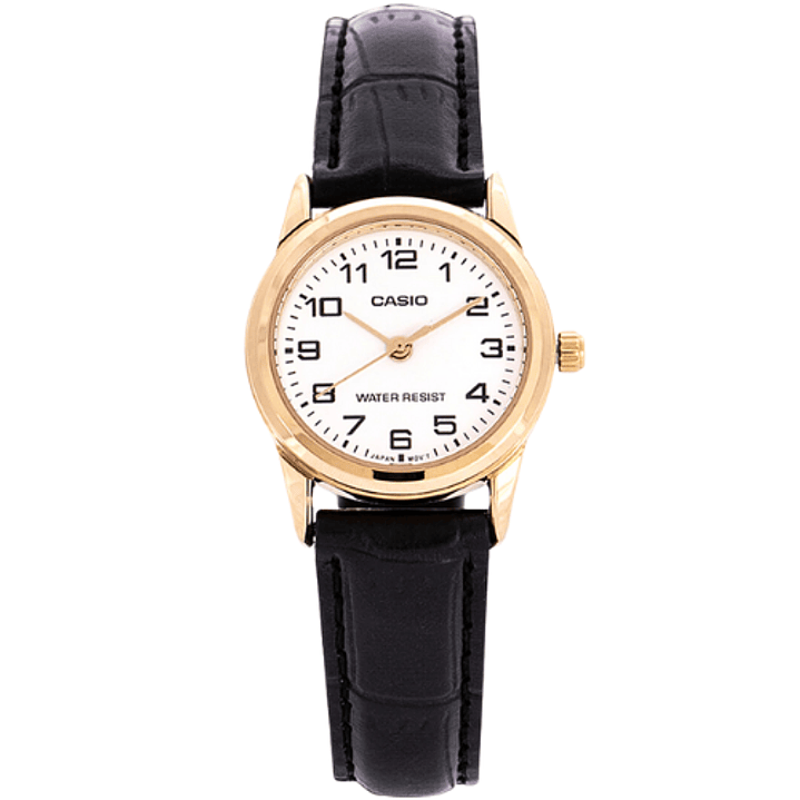 Casio Mini Mujer Dorado Cuero Negro LTP-V001GL-7B  1