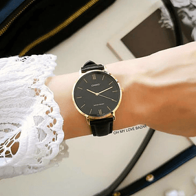 Reloj Casio Vintage Mujer Cuero Negro LTP-VT01GL-1B