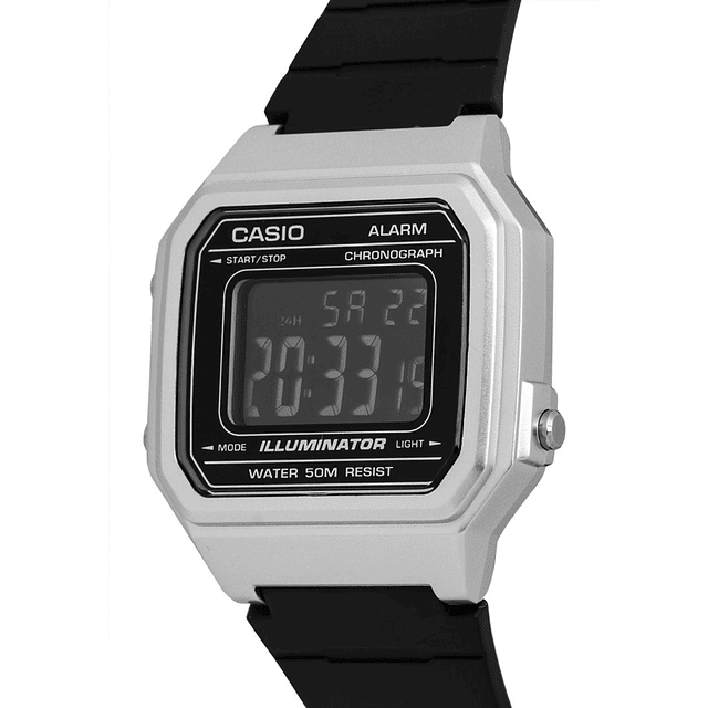 Reloj Casio Vintage Resina Negro Plateado W-217HM-7B