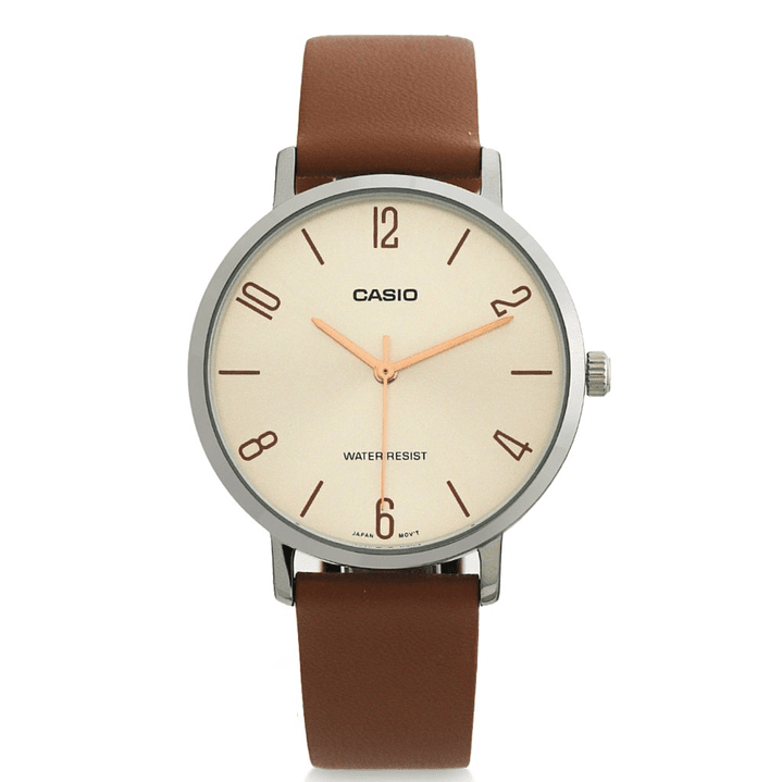 Reloj Casio Clásico Mujer Cuero Marrón Camel LTP-VT01L-5B  2