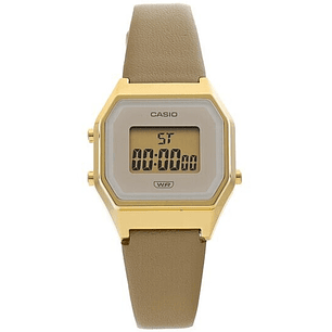 Reloj Casio Vintage Mujer Dorado Correa Cuero LA-680WEGL-5