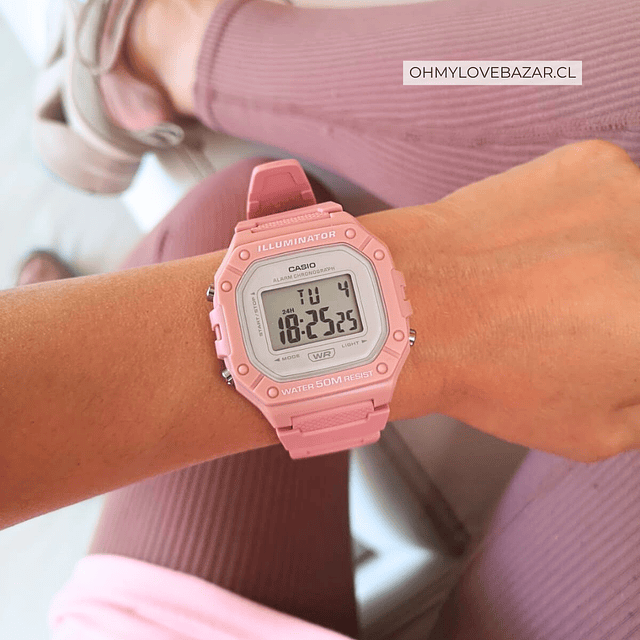 Casio Vintage Freestyle Digital Rosado W-218HC-4AV 