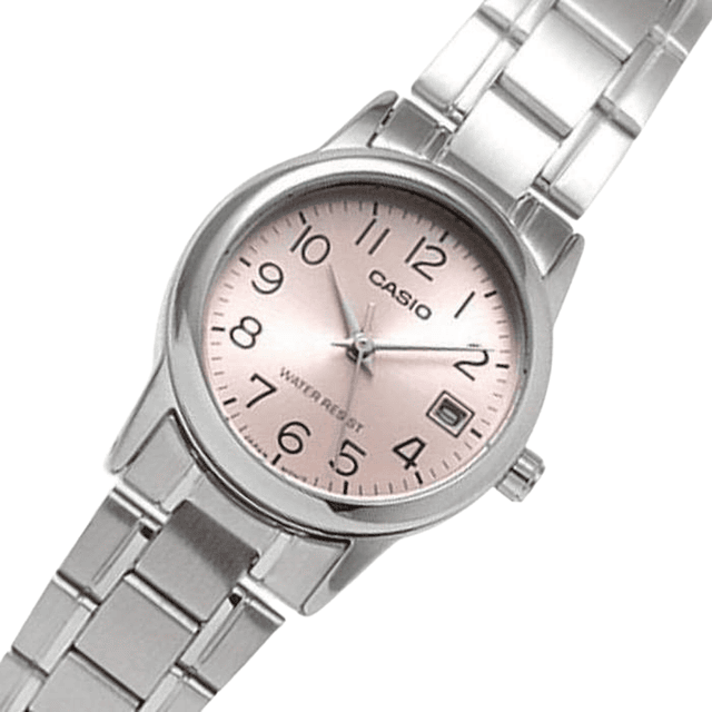 Casio Mini Mujer Análogo Plateado Rosado LTP-V002D-4B