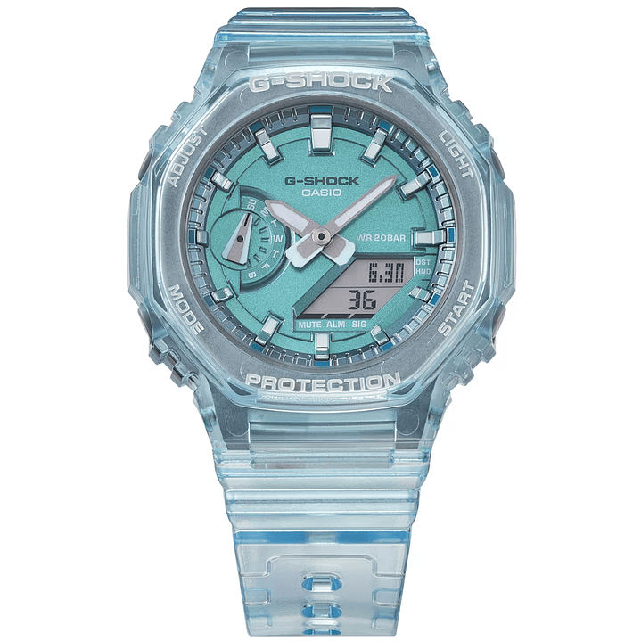 G-SHOCK Mujer traslúcido turquesa GMA-S2100SK-2A, incluye caja original metálica 1