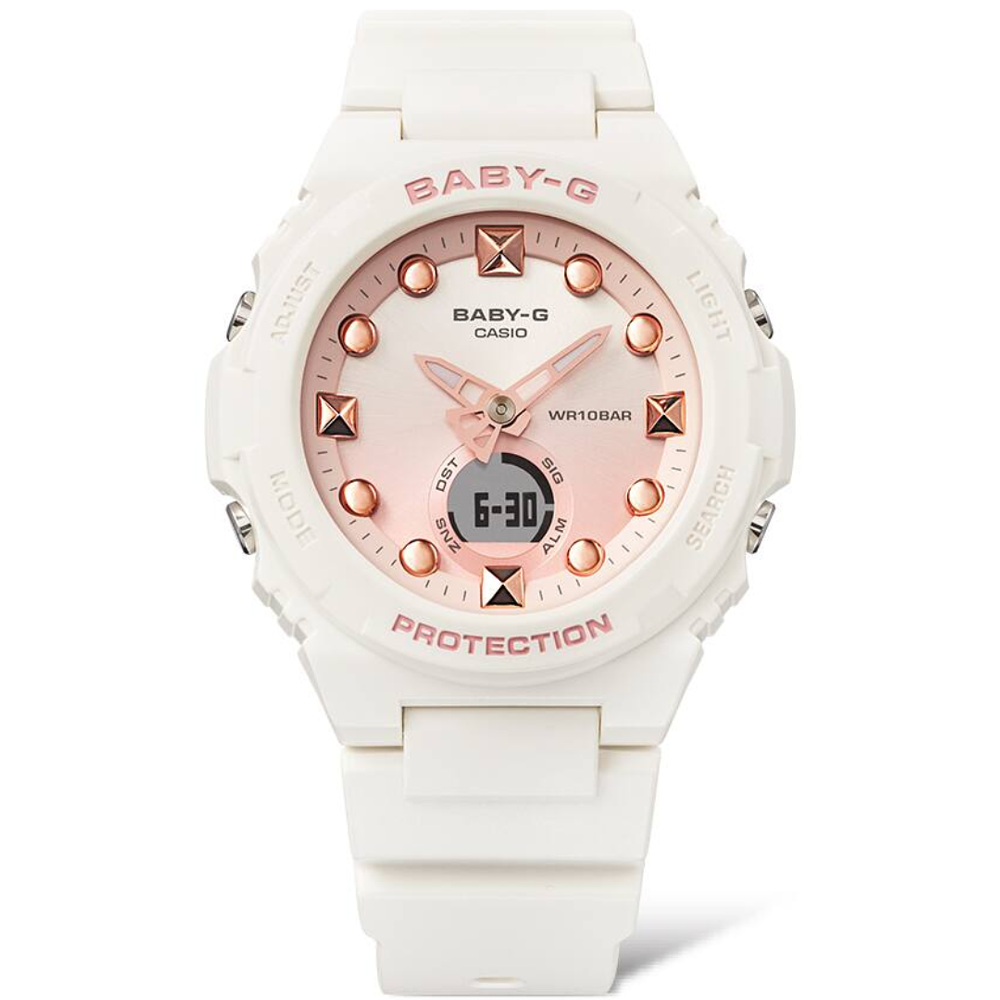 Reloj Baby-G Resistente Tachas Rosé BGA-320-7A1 1