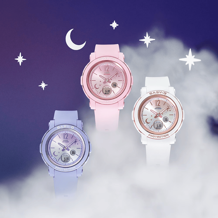 Reloj Baby-G Resistente con Luna y estrellas Azul BGA-290DS-2A 4