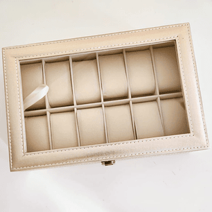 Caja Organizador de 12 Relojes Ecocuero Rosé Gold