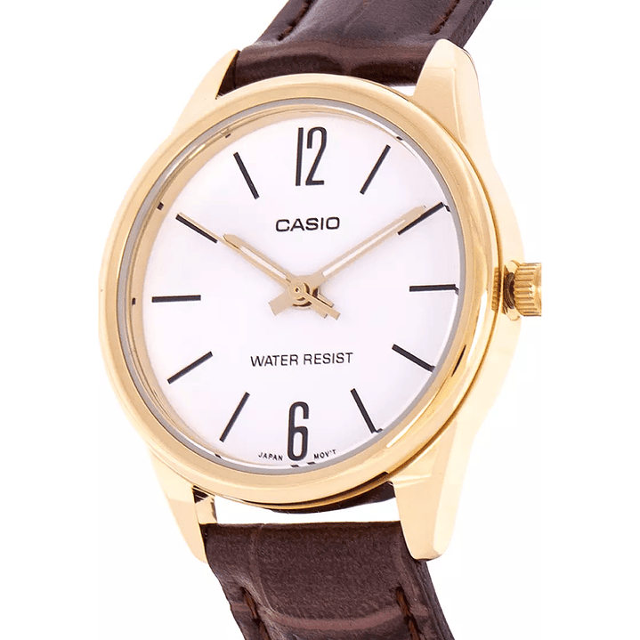 Reloj Casio Análogo Dorado Correa Cuero LTP-V005GL-7B 3