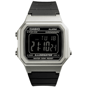 Reloj Casio Vintage Resina Negro Plateado W-217HM-7B