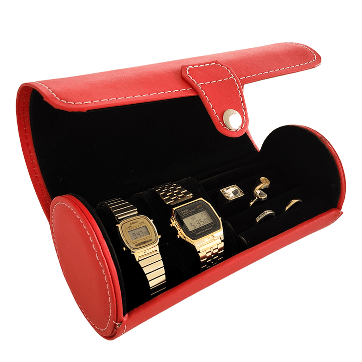 Caja Organizador de Relojes y Anillos Rojo 1