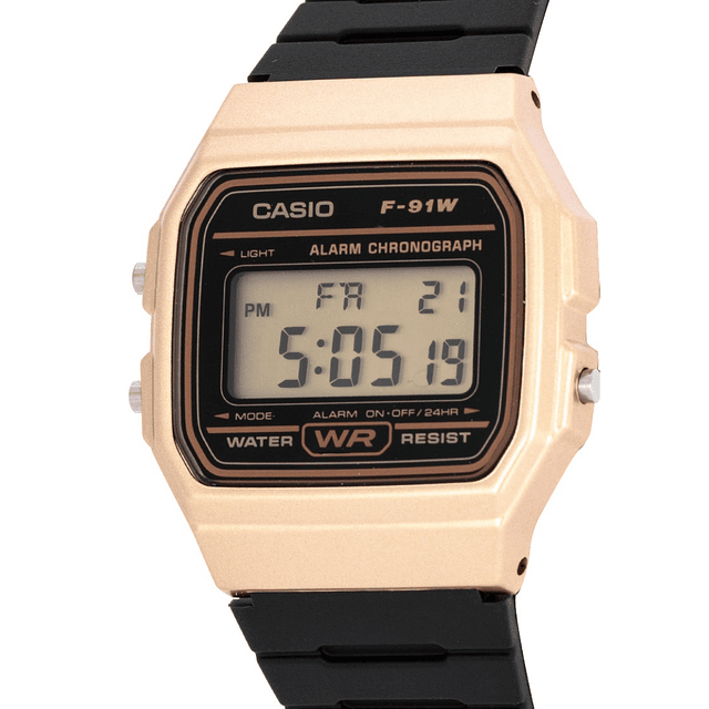 Reloj Casio Vintage Resina Dorado Negro F-91WM-9