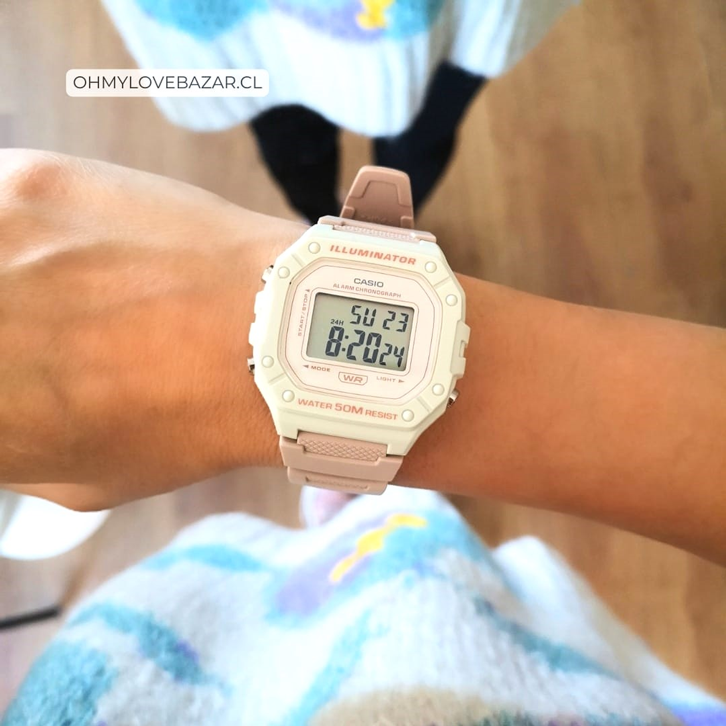 Casio Vintage Freestyle Digital Rosado Blanco W-218HC-4A2 1