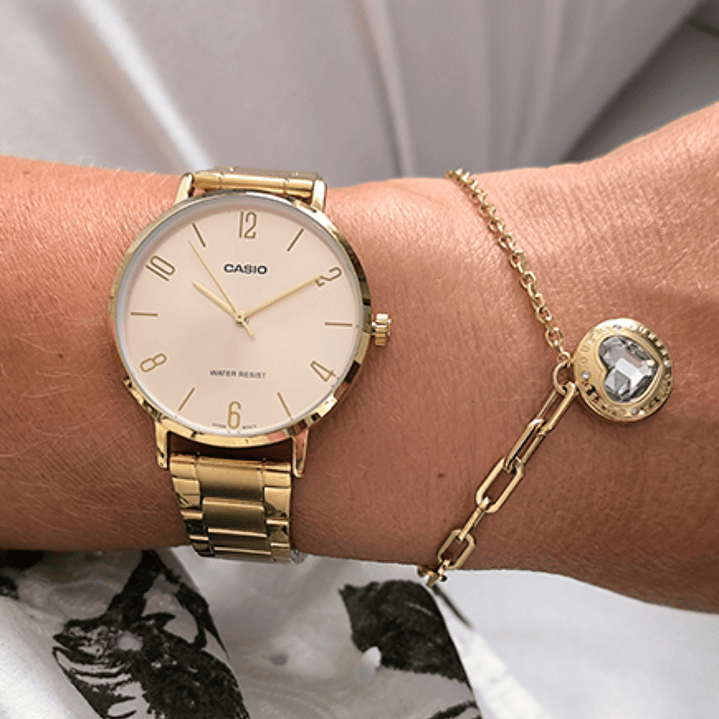 Reloj Casio Vintage Mujer Dorado Rosado LTP-VT01G-4B  2