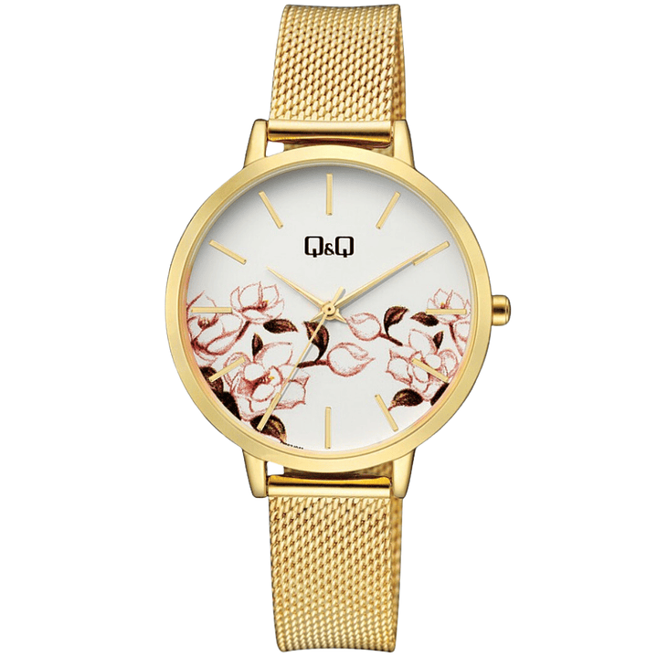 Reloj Q&Q Análogo Dorado Flores Correa Milanese QZ67J041Y 1