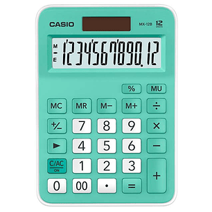 Casio Calculadora Mini Escritorio 12 Digitos Verde Agua MX-12B-GN