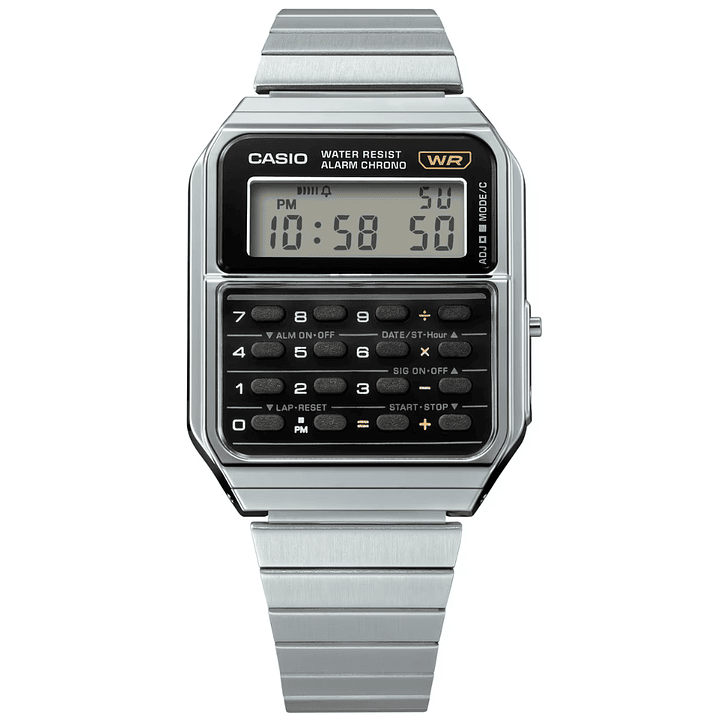 Reloj Casio Vintage Calculadora Plateado CA-500WE-1A 1