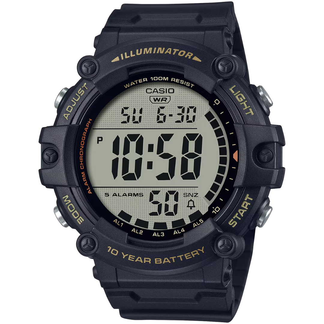 Reloj Casio Táctico Negro Correa Extra Larga AE-1500WHX-1A