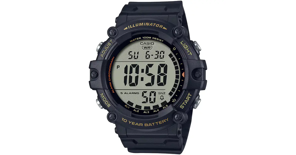 Reloj Casio Táctico Negro Correa Extra Larga AE-1500WHX-1A
