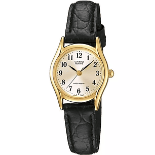 Reloj Casio Mini Vintage Dorado Cuero Negro LTP-1094Q-7B2