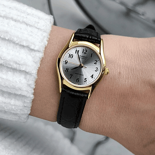 Reloj Casio Mini Vintage Dorado Cuero Negro LTP-1094Q-7B2