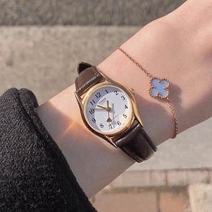 Reloj Casio Mini Vintage Cuero Café Marcador Corazón LTP-1094Q-7B5