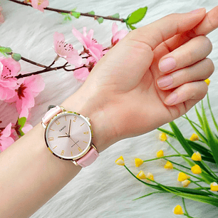 Reloj Casio Análogo Correa Cuero Rosado LTP-VT01GL-4B