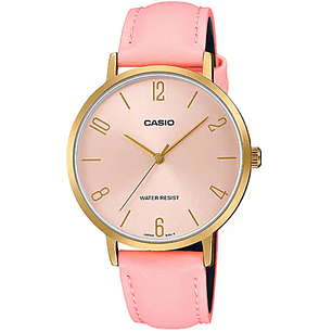 Reloj Casio Análogo Correa Cuero Rosado LTP-VT01GL-4B