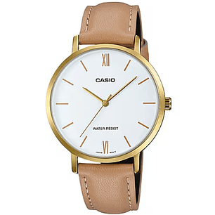Reloj Casio Minimalista Correa Cuero Camel LTP-VT01GL-7B